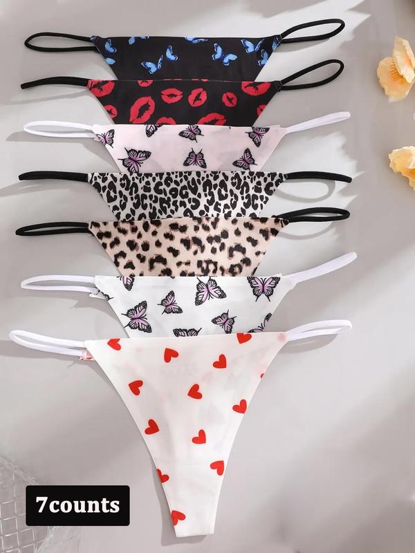 Women's All Over Print Thong, Casual Comfy Breathable Thong for Daily Wear, Underwear for Women, Back To School Wear, Panties for Women, Ladies Underwear for All Seasons